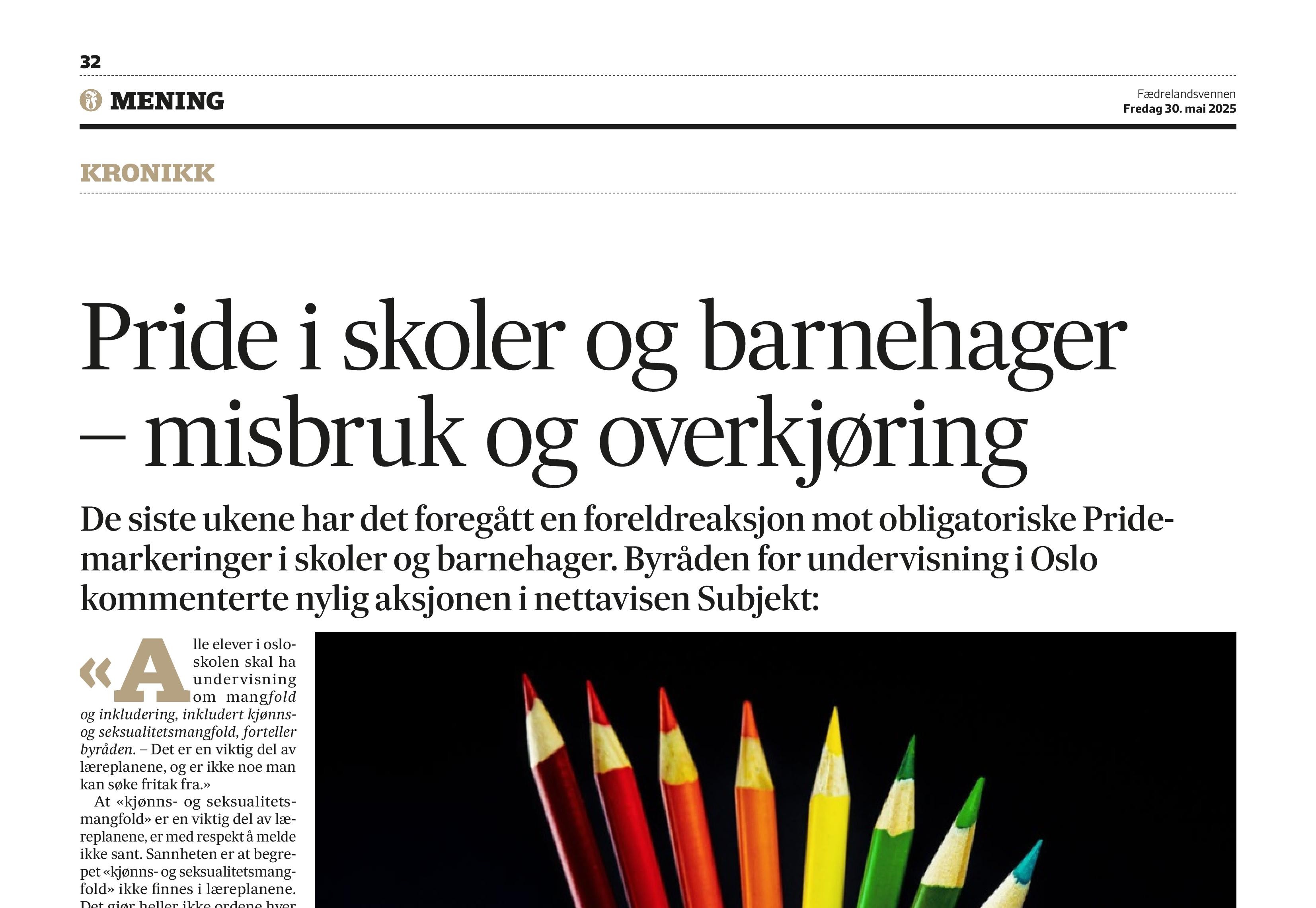 11. juni: Pride i skoler og barnehager - Misbruk av læreplanene og overkjøring av foreldre