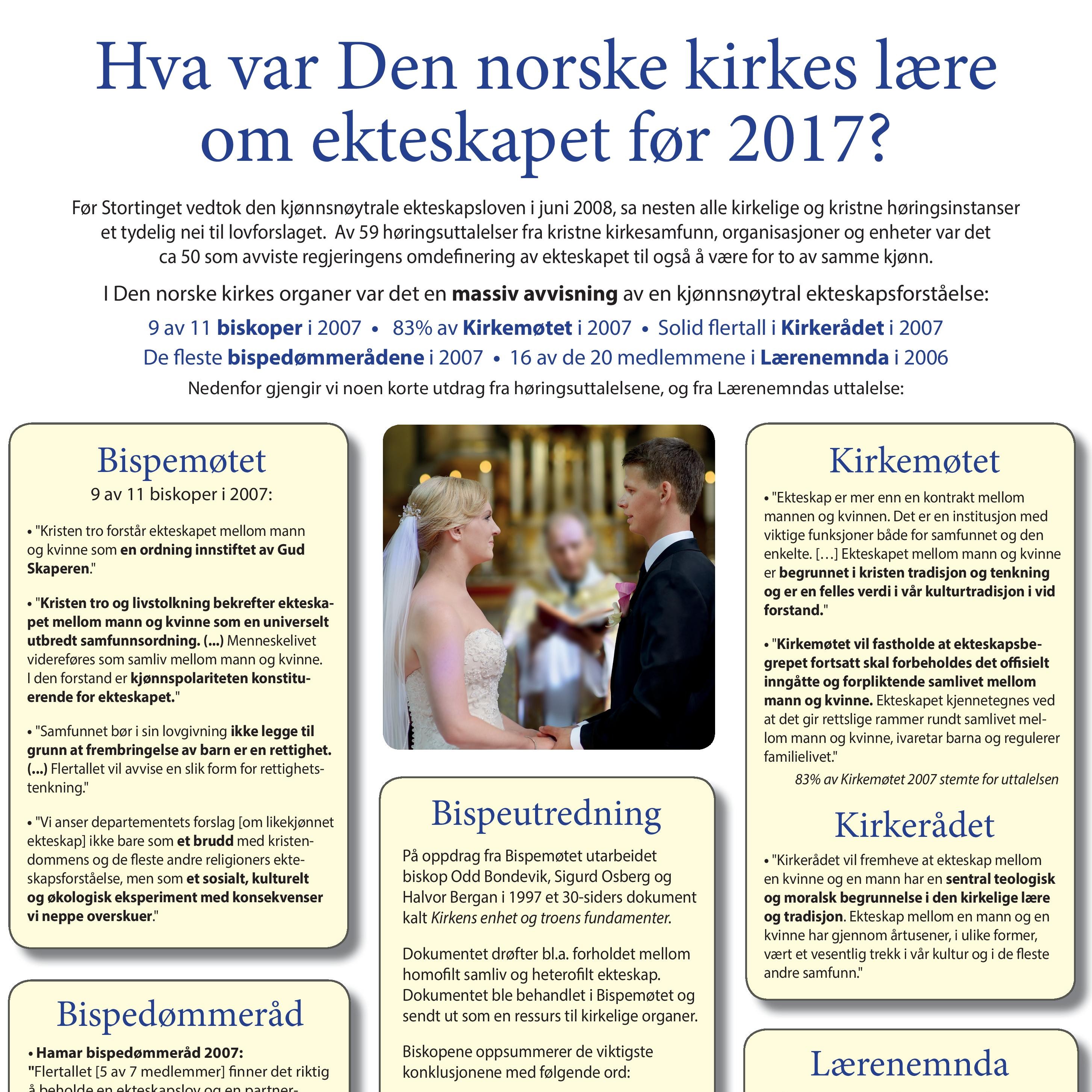 16. juni: Hva var Den norske kirkes lære om ekteskapet før 2017?